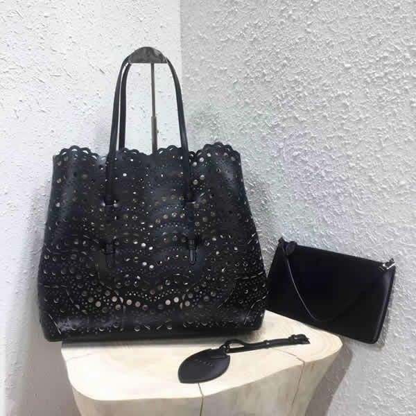Fake New Alaia Black Hollow Bag Tote Bags With 1:1 Quality