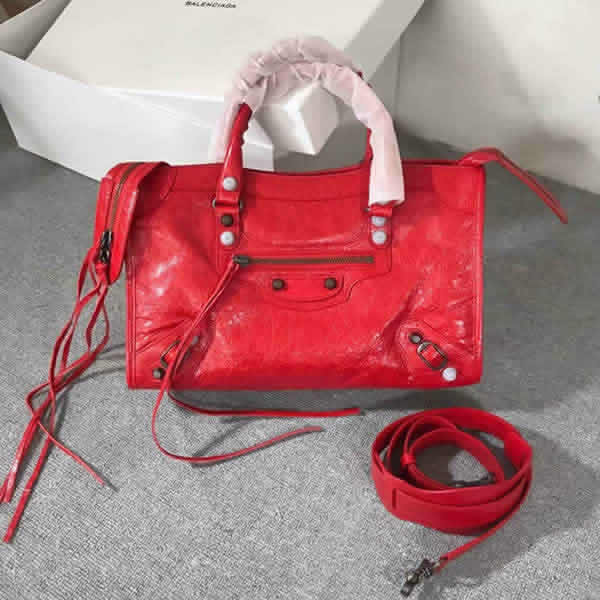 Fake Balenciaga Red Citys Sheepskin Locomotive Bag Tote Messenger Bag