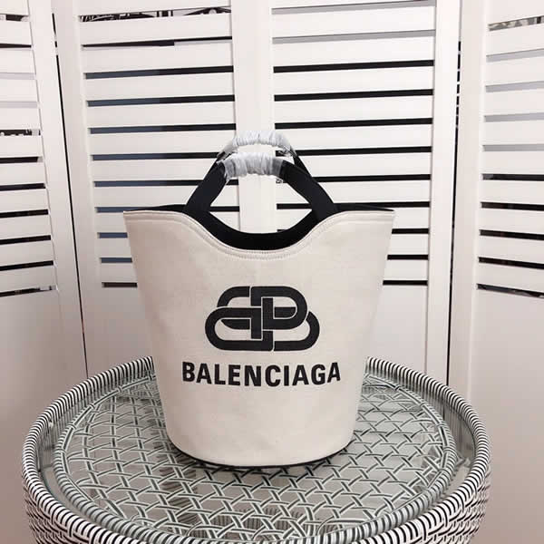 Fake Cheap New Balenciaga Casual White Canvas Portable Messenger Bucket Bag