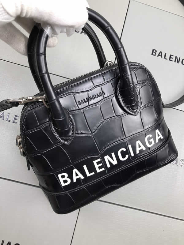 Fake Balenciaga Crocodile Pattern Leather Casual Shell Bag