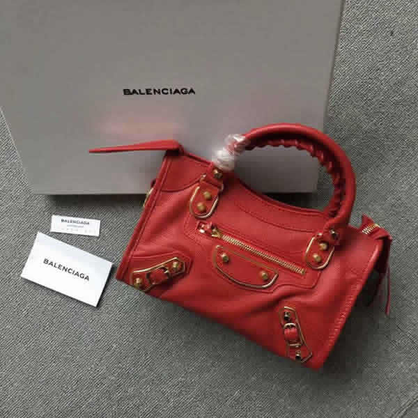 Balenciaga Classic Mini City Goatskin Red Motorcycle Bags