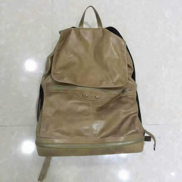 Hot Sale Balenciaga Khaki Sheepskin Backpack High Quality