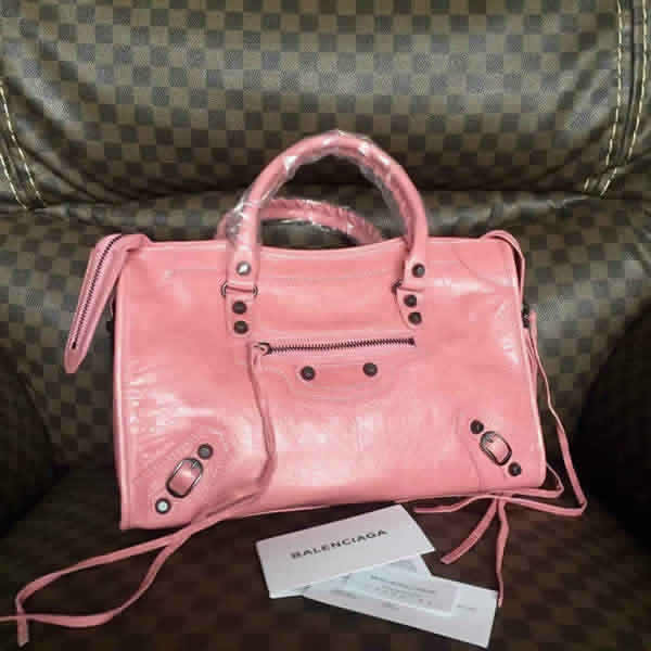 Fake Balenciaga Pink Citys Sheepskin Locomotive Bag Tote Messenger Bag