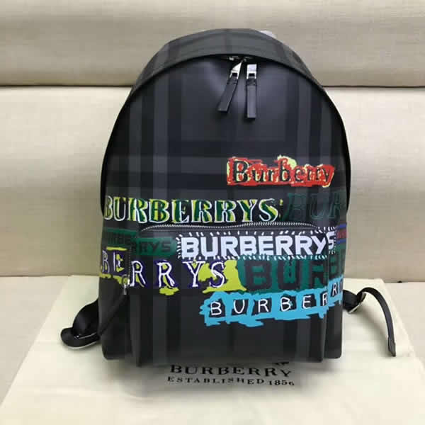 Fake Burberry New Dark Grey Shoulder Bag Backpack Letter Color Printing
