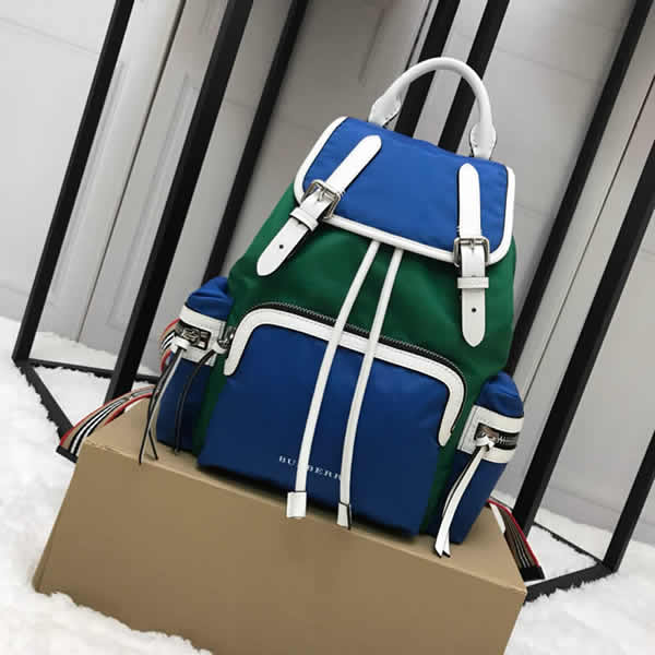 Cheap Burberry Color Matching House Nylon Leather Green Military Backpack