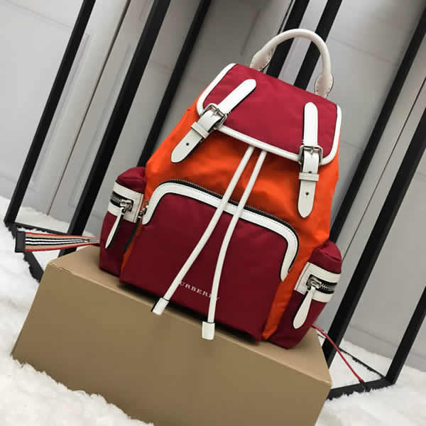 Cheap Burberry Color Matching House Nylon Leather Orange Military Backpack