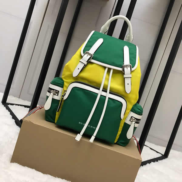 Cheap Burberry Color Matching House Nylon Leather Yellow Military Backpack