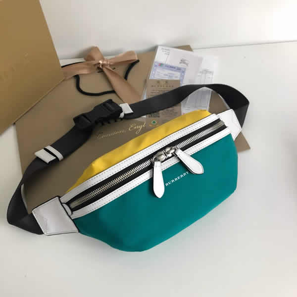 Discount New Burberry Color Matching Nylon Green Waist Bag