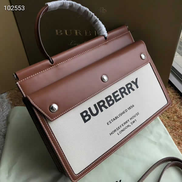 Replica New Burberry Title Horseferry Off-White Official Handbag