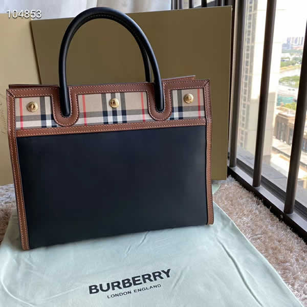 Replica New Burberry Title Vintage Cheap Black Portable Briefcase Bags