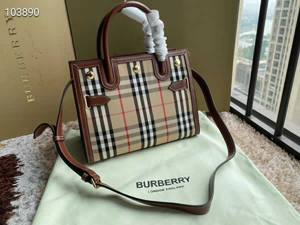 Replica New Burberry Title Vintage Cheap Stripe Portable Briefcase Bags