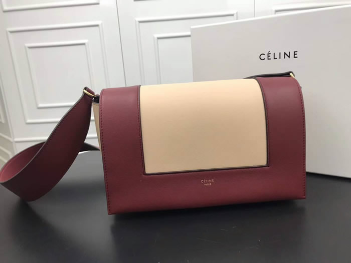 Fake Celine Frame Color Matching Red & White Shoulder Bag Messenger Bag 180263