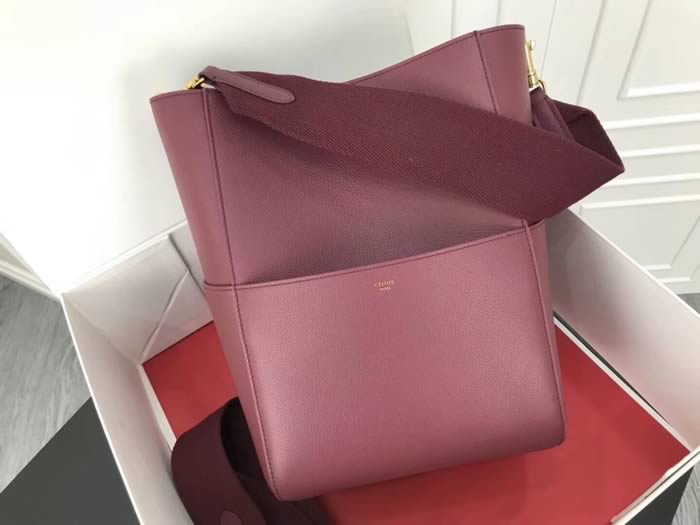 Replica Celine Seau Sangle Litchi Leather Purple Shoulder Bags 180543