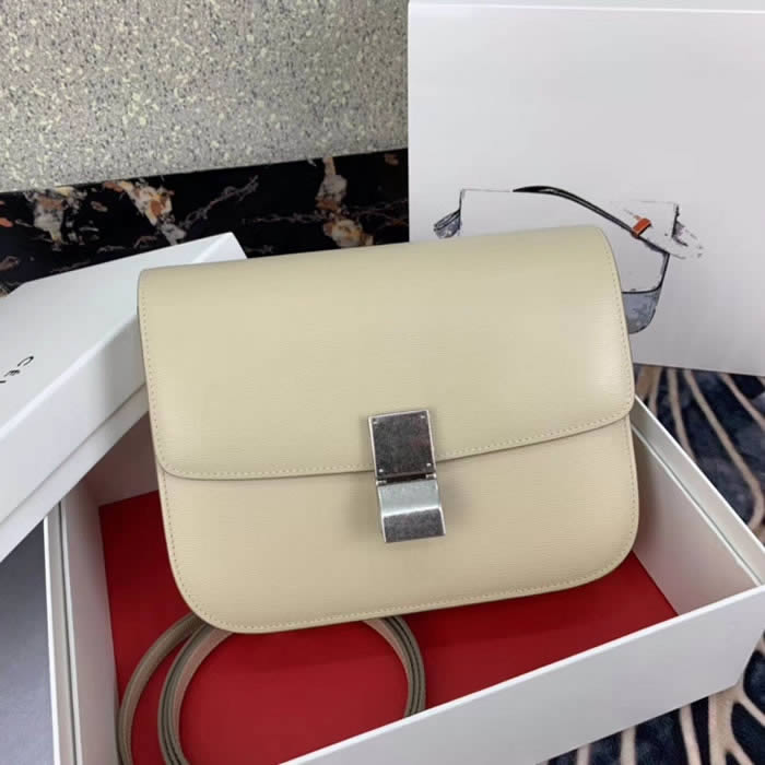 2019 Fake Celine Box Beige Shoulder Crossbody Bag 88007