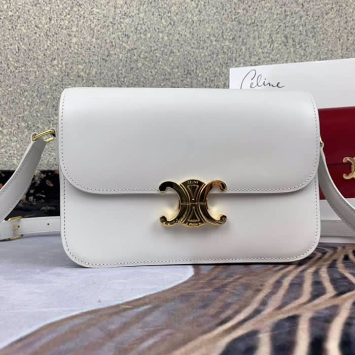 2019 New Celine Triomphe Crossbody White Shoulder Bag 187366