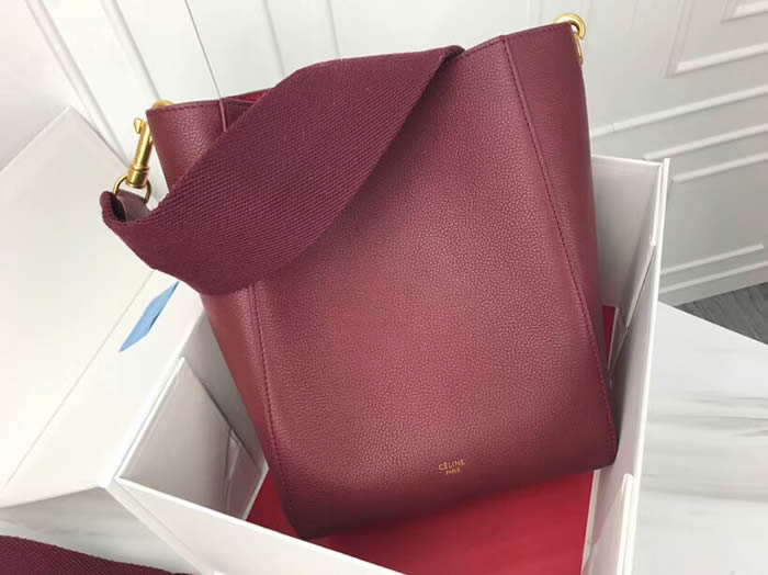 Replica Discount Dark Red Celine Sangle Seau Handbags Hot Sale