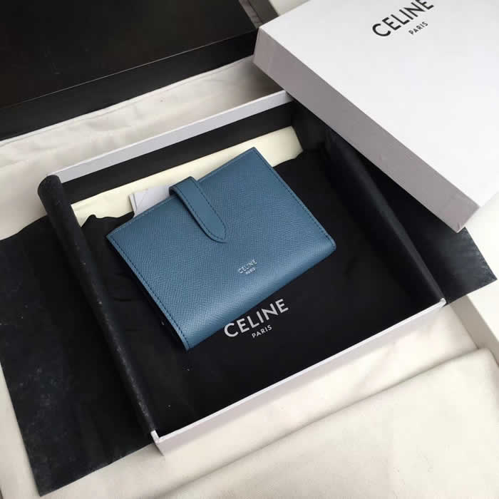 Discount Fake Celine Strap Leather Blue Wallet Coin Purse