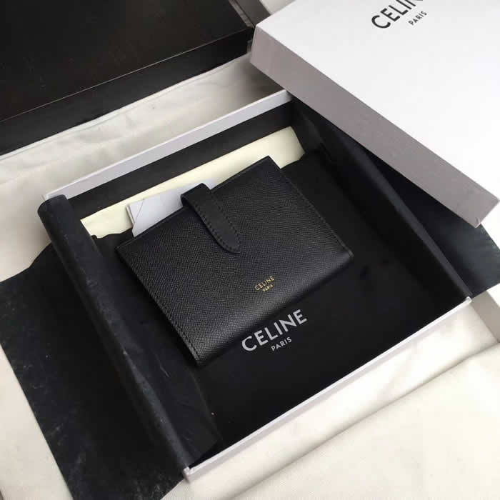 Discount Fake Celine Strap Leather Black Wallet Coin Purse
