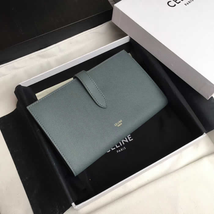Top Quality Replica New Celine Green Gray Strap Wallet Coin Purse