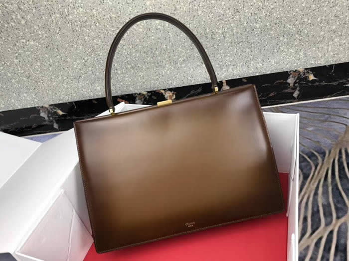 Replica Discount Brown Celine Clasp Distressed Leather Tote Bag