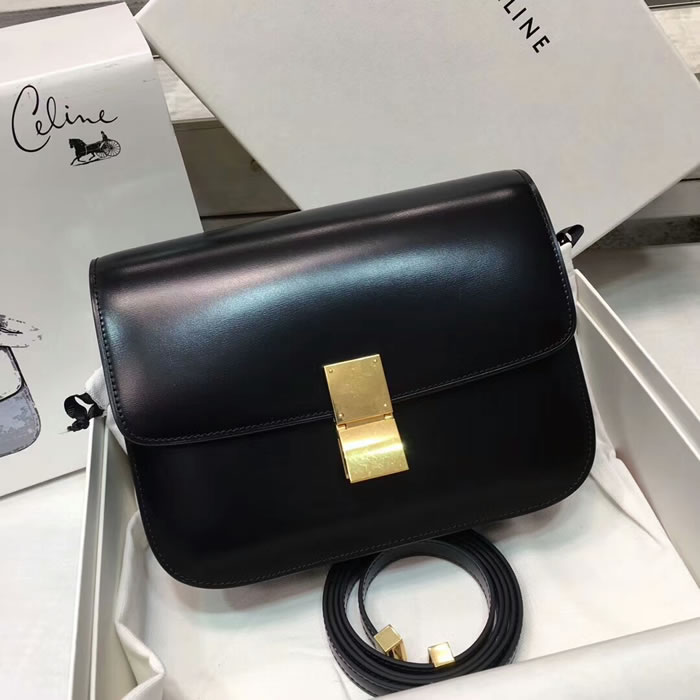 Fake Celine Box Classic Single Shoulder Flip Bag Black Messenger Bag