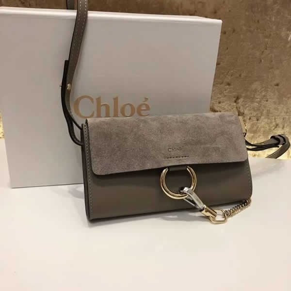 Replica Chloe Faye Mini Brown Buckskin Leather Sheepskin lining Handbags Outlet