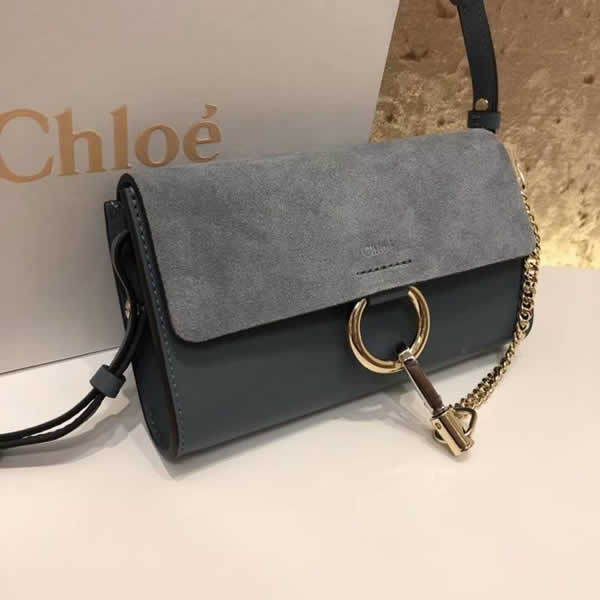 Replica Chloe Faye Mini Grey Buckskin Leather Sheepskin lining Handbags Outlet