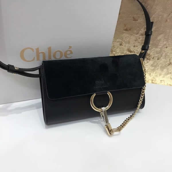Replica Chloe Faye Mini Black Buckskin Leather Sheepskin lining Handbags Outlet