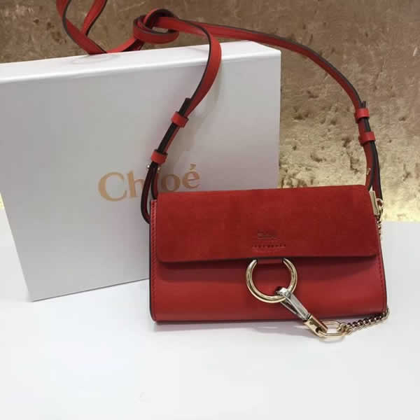 Replica Chloe Faye Mini Red Buckskin Leather Sheepskin lining Handbags Outlet