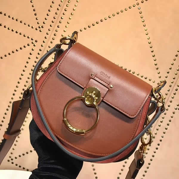 Fake Chloe Tess Saddle Bag Piggy Bag Brown Shoulder Bag 3S153