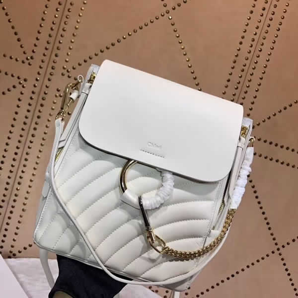 Replica New Chloe Faye Embroidered White Backpack 3S233-A04