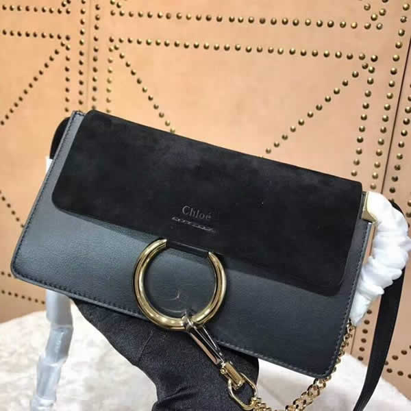 Fake Chloe Faye Multi-Function Black Messenger Bag 3S1127