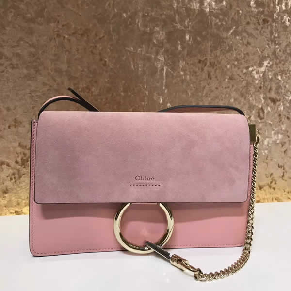 2019 Chloe Faye Bag Pink Flap One Shoulder Crossbody Bag