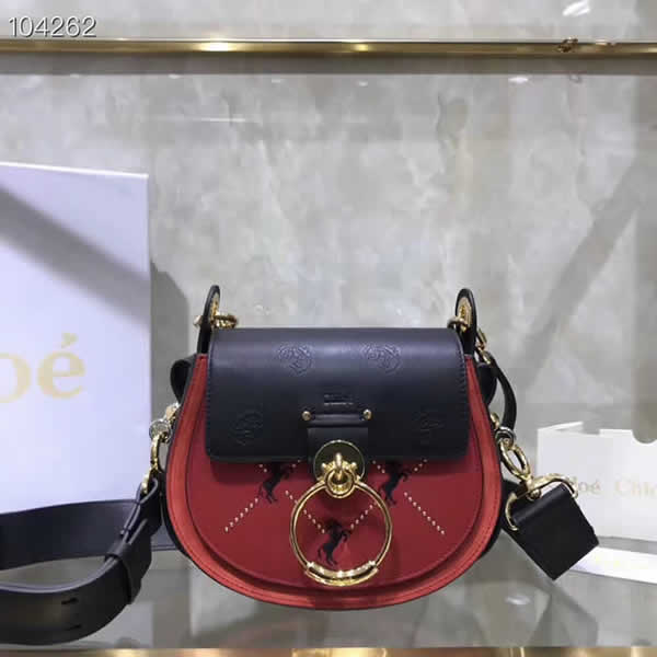 Top Quality Fake Chloe New Tess Saddle Bag Red Piggy Bag