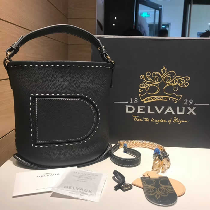 Fashion Replica New Casual Delvaux Black Handbags Bucket Bag 1:1 Quality