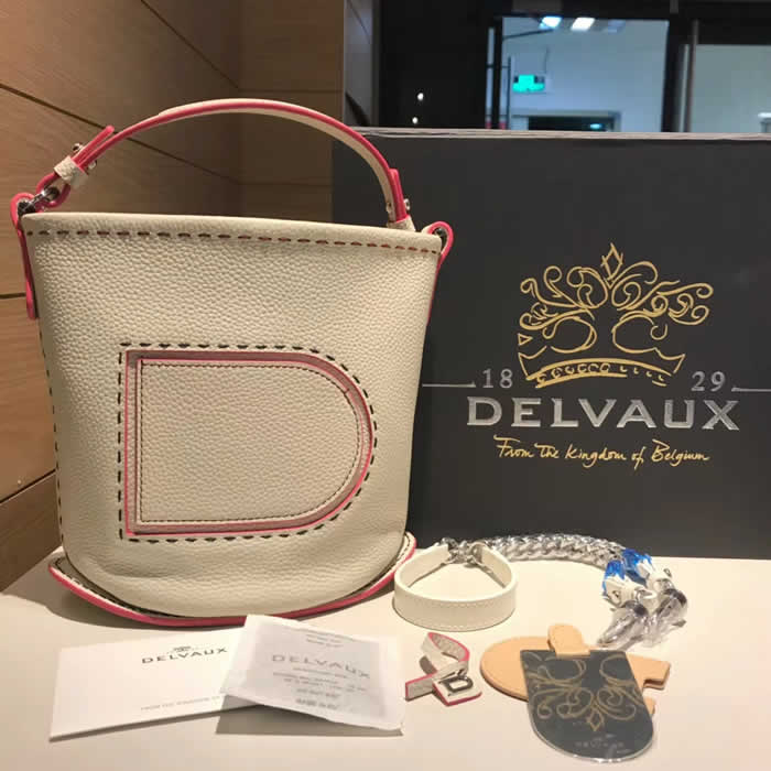 Fashion Replica New Casual Delvaux Beige Handbags Bucket Bag 1:2 Quality