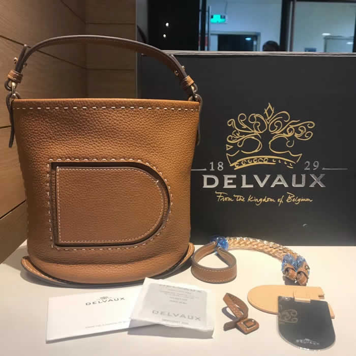 Fashion Replica New Casual Delvaux Brown Handbags Bucket Bag 1:3 Quality