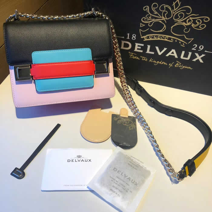 New Fake Delvaux Brilliant Color Madame Chaine Flap Shoulder Bag