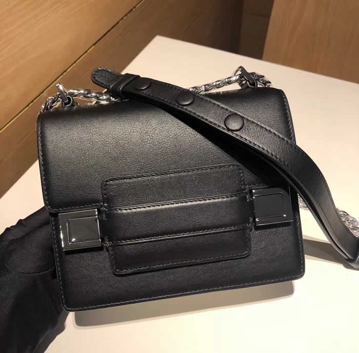 New Fake Delvaux Brilliant Black Madame Chaine Flap Shoulder Bag