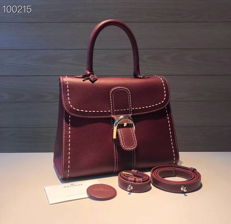 2019 New Delvaux Brillant Togo Fuchsia Tote Crossbody Bag High Quality Outlet