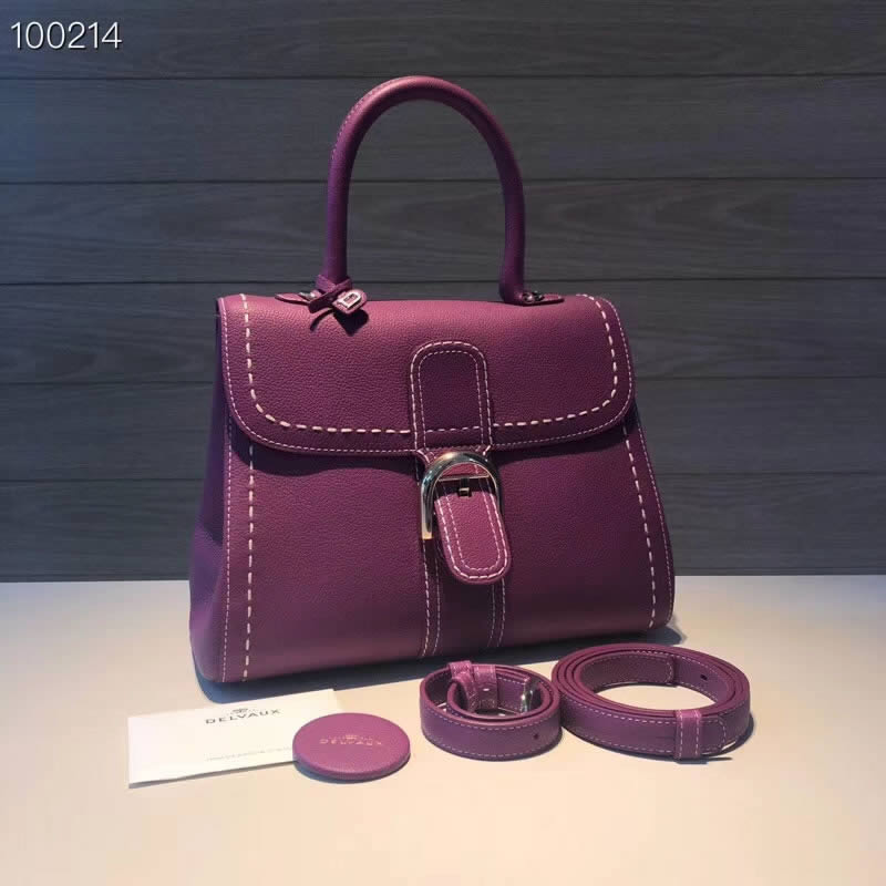 2019 New Delvaux Brillant Togo Purple Tote Crossbody Bag High Quality Outlet