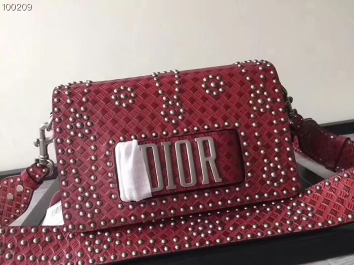 Replica Dior JADORE Ancient Silver Rivet New Red Leather Clamshell Handbags