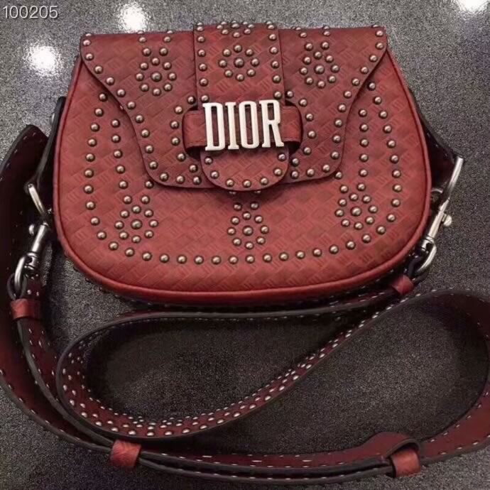 Replica Dior Red Maria Grazia Chiuri Rivet Desert Flower Handbags