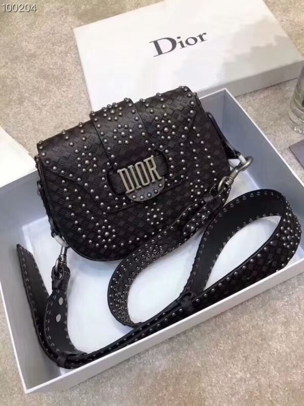 Replica Dior Black Maria Grazia Chiuri Rivet Desert Flower Handbags