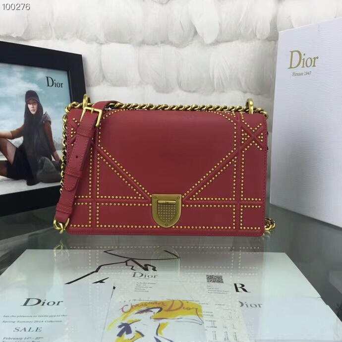 Replica New Dior Diorama Vintage Rivet Red Flap Bags