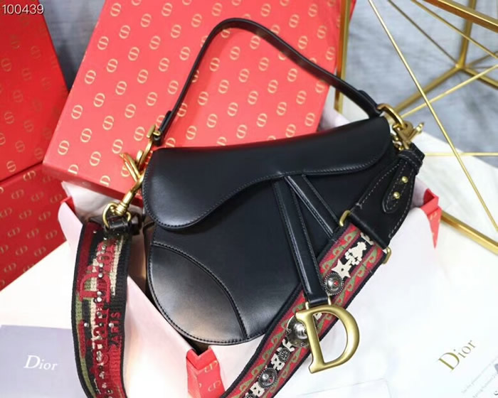Replica Cheap Dior Saddle Portable Black Messenger Bags