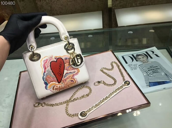 Fake Lady Dior Mini Dioramour Handbag White Messenger Bags M0505