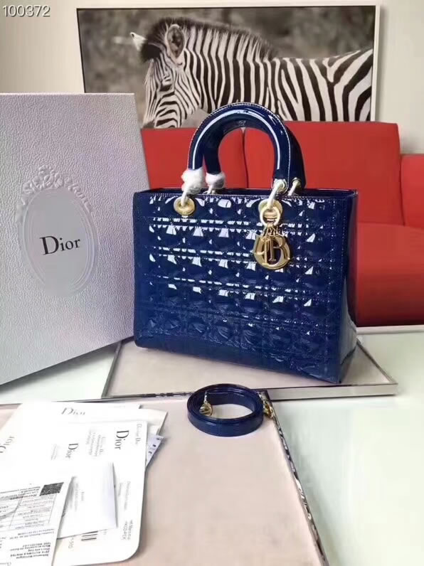 Fake Cheap Dior Lady Blue Messenger Bags With Golden Hardware