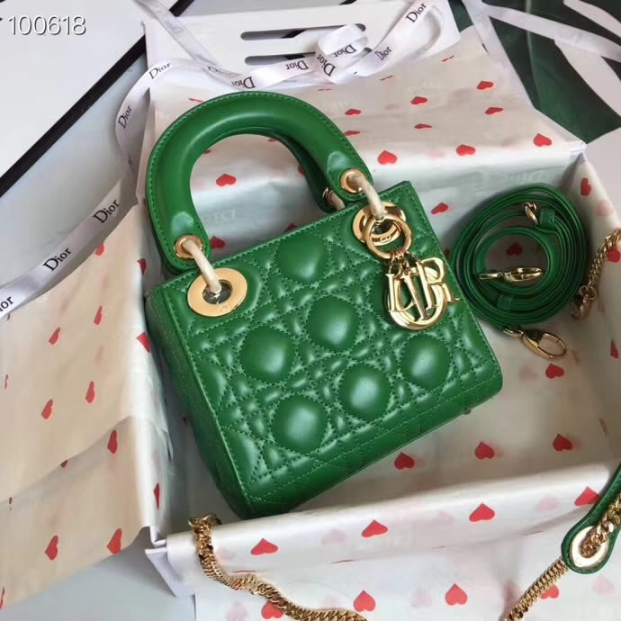 Fake Cheap Dior Lady Pocket Green Tote Messenger Bags
