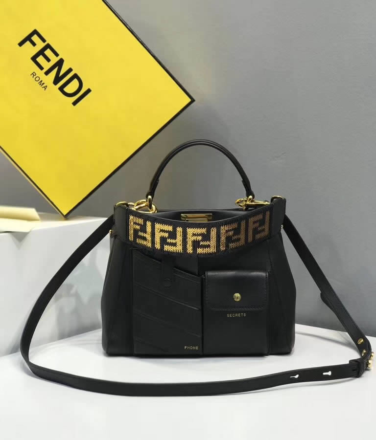 2019 Fashion New Fendi Peekaboo Black Tote Crossbody Bag